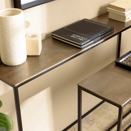Set de 2 consoles gigognes JOHAN - Aluminium doré et noir