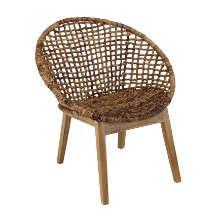 SIXTINE Armchair - Rounded Backrest & Woven Abaca Seat
