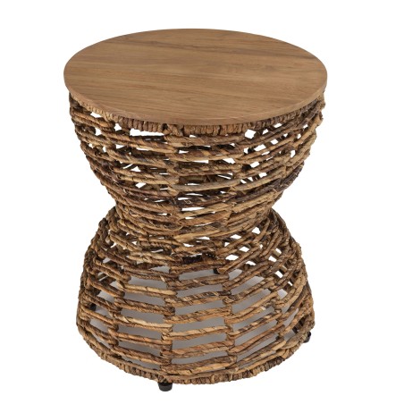 SIXTINE Openwork Stool with Recycled Teak Seat - Multifunctional and Stylish
