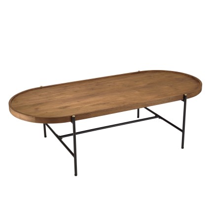 Table basse ovale SIXTINE en bois de teck recyclé