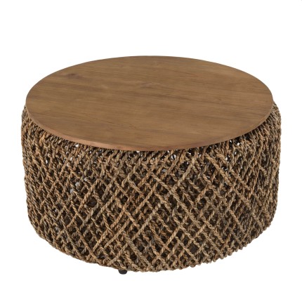 Table basse ronde SIXTINE 70x70cm en fibre de cocotier