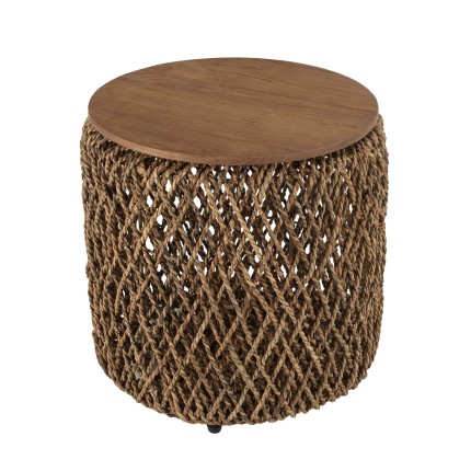 SIXTINE Round Side Table 50x50cm - Woven Coconut Fiber
