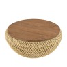 SIXTINE Round Coffee Table 65x65cm in Beige Rattan with Removable Top