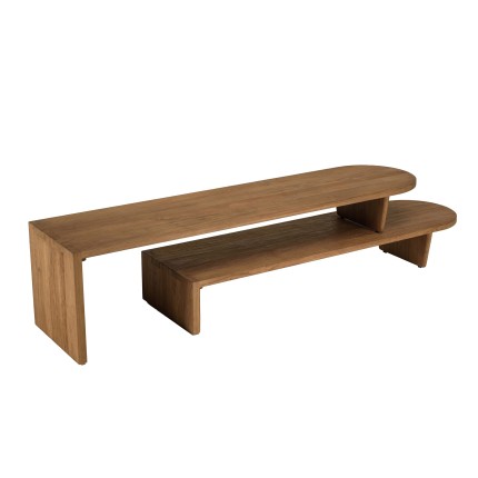 SIXTINE Modular TV Stand 160x40cm - Natural Recycled Teak Wood