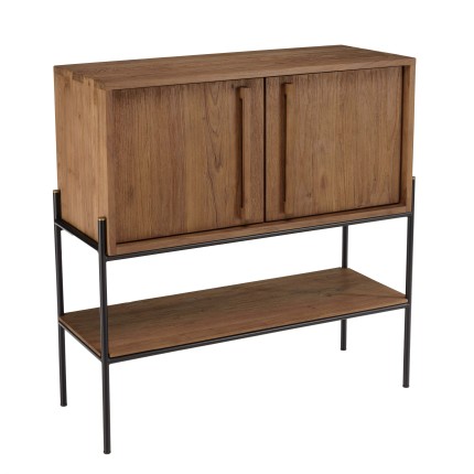 SIXTINE Sideboard - Natural Recycled Teak Wood - 2 Doors & 1 Niche