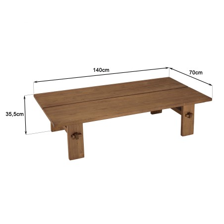 SIXTINE Rectangular Coffee Table 140x70cm - Recycled Teak Wood