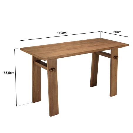 Bureau SIXTINE en bois de teck recyclé 140x60cm