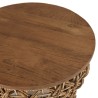 SIXTINE Beige Stool with Recycled Teak Wood Seat