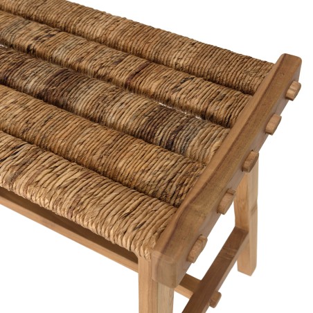 Banc naturel SIXTINE - Teck recyclé et abaca - 100x36cm