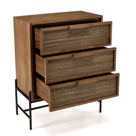 Sixtine 3-Drawer Chest in Recycled Teak Wood