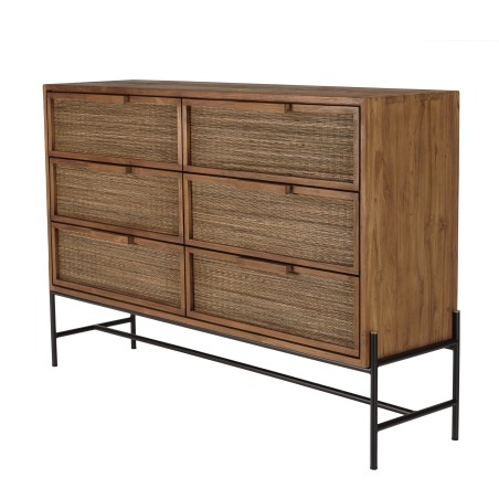 SIXTINE - 6-drawer Chest in Recycled Teak Wood