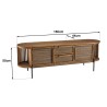 SIXTINE Rounded TV Stand in Recycled Teak Wood - 2 Doors, 2 Drawers