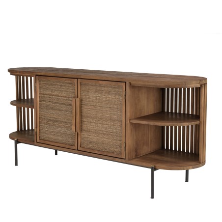 SIXTINE Rounded Sideboard in Recycled Teak Wood - 2 Doors