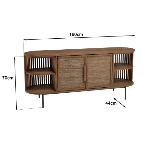 Buffet arrondi en bois de teck recyclé SIXTINE