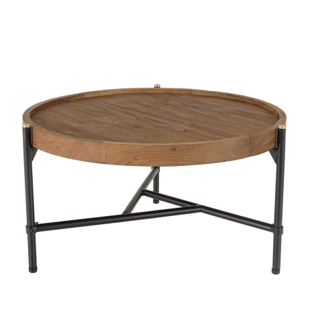 Table basse ronde SIXTINE en teck recyclé 58x58cm