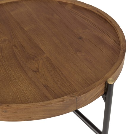 SIXTINE Round Coffee Table 58x58cm - Recycled Teak Top