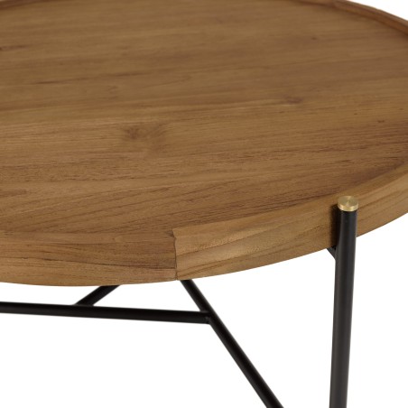 Table basse ronde SIXTINE en bois de teck recyclé
