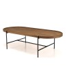 SIXTINE Oval Coffee Table 140x63cm - Recycled Teak Wood Top
