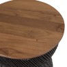 SIXTINE Black Rattan Side Table Recycled Teak Wood Top