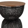 Table d'appoint SIXTINE en rotin noir et teck recyclé