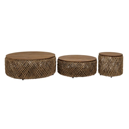 SIXTINE - Set of 3 Round Coffee Tables | Coconut Fibre Weave