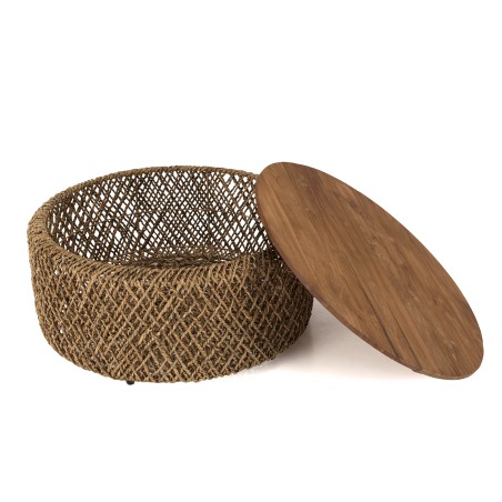 SIXTINE Round Coffee Table 85x85cm | Natural Coconut Fibre Weave