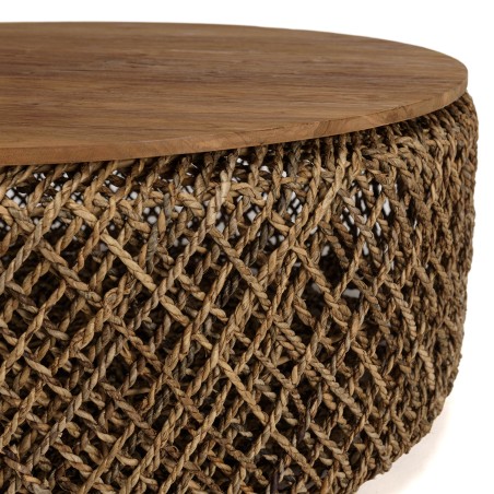 SIXTINE Round Coffee Table 100x100cm - Natural and Recycled Materials