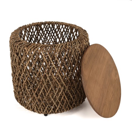 SIXTINE Round Side Table 50x50cm - Woven Coconut Fiber
