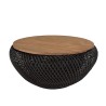 Table basse ronde SIXTINE en rotin noir 65x65cm