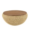 Table basse ronde SIXTINE en rotin beige 65x65cm