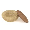 SIXTINE Round Coffee Table 65x65cm in Beige Rattan with Removable Top