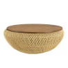 SIXTINE Round Coffee Table 80x80cm in Beige Rattan