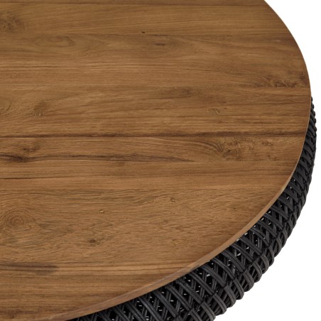 Table basse ronde SIXTINE en rotin noir 100x100cm