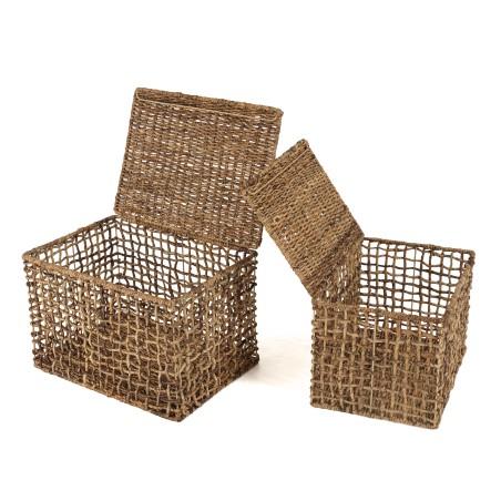 SIXTINE - Set of 2 Natural Storage Baskets | Rectangular Weave