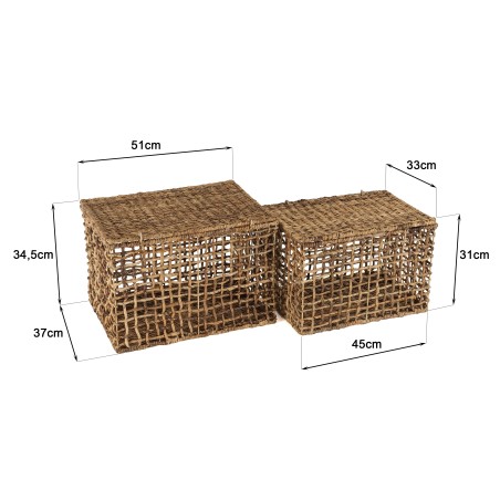SIXTINE - Set of 2 Natural Storage Baskets | Rectangular Weave