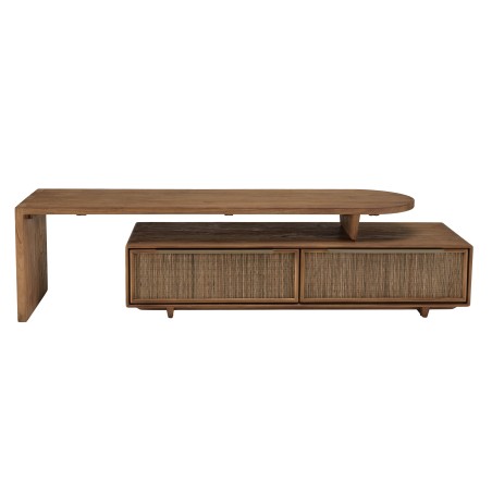 Meuble TV SIXTINE modulable 140x40cm en bois teck recyclé