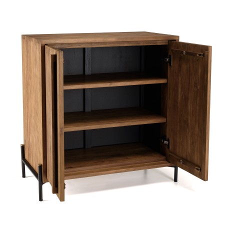 SIXTINE Sideboard - Recycled Teak Wood with Black Metal Legs