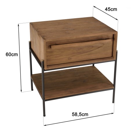 SIXTINE Bedside Table - Recycled Teak Wood - 1 Niche