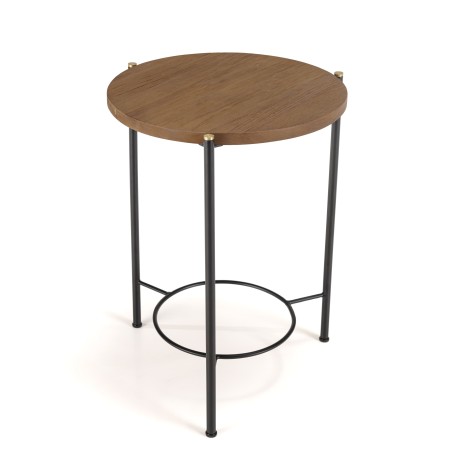 SIXTINE Round Side Table - Recycled Teak and Steel
