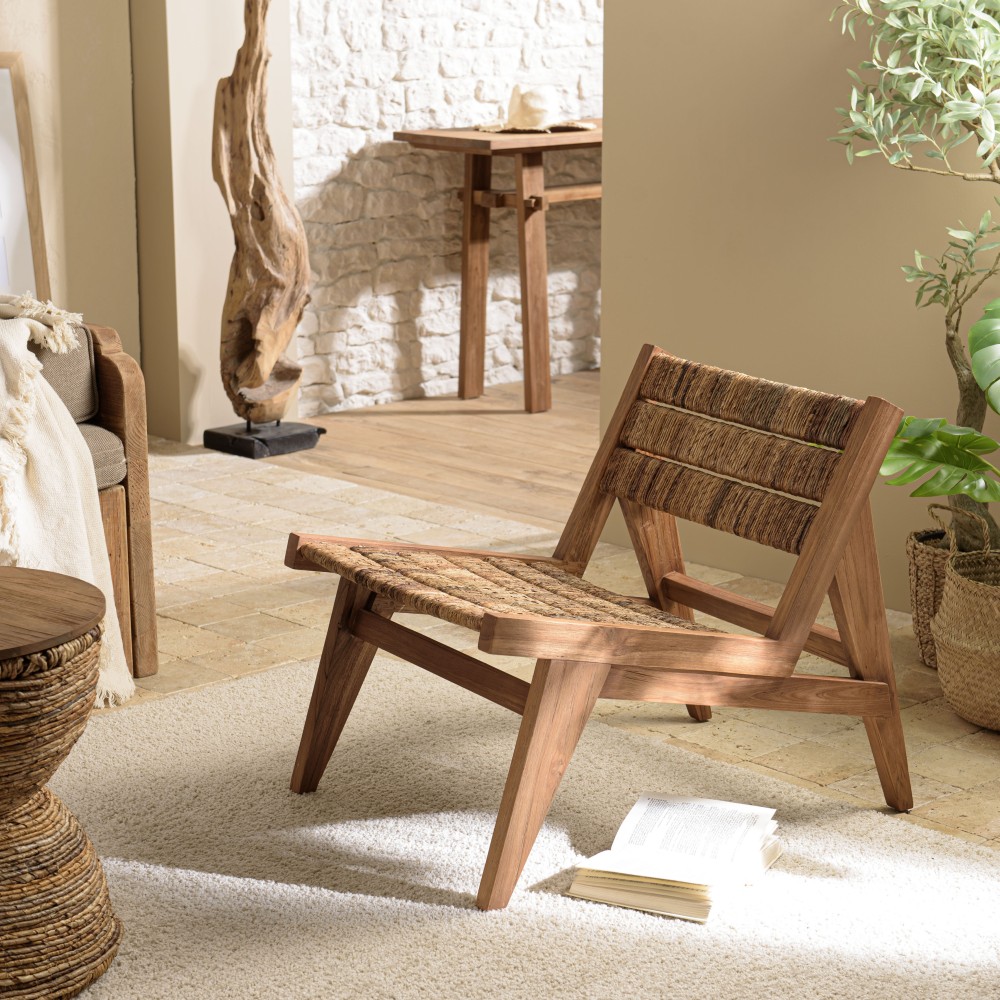 Fauteuil lounge SIXTINE en bois de teck recyclé Fauteuil lounge SIXTINE en bois de teck recyclé