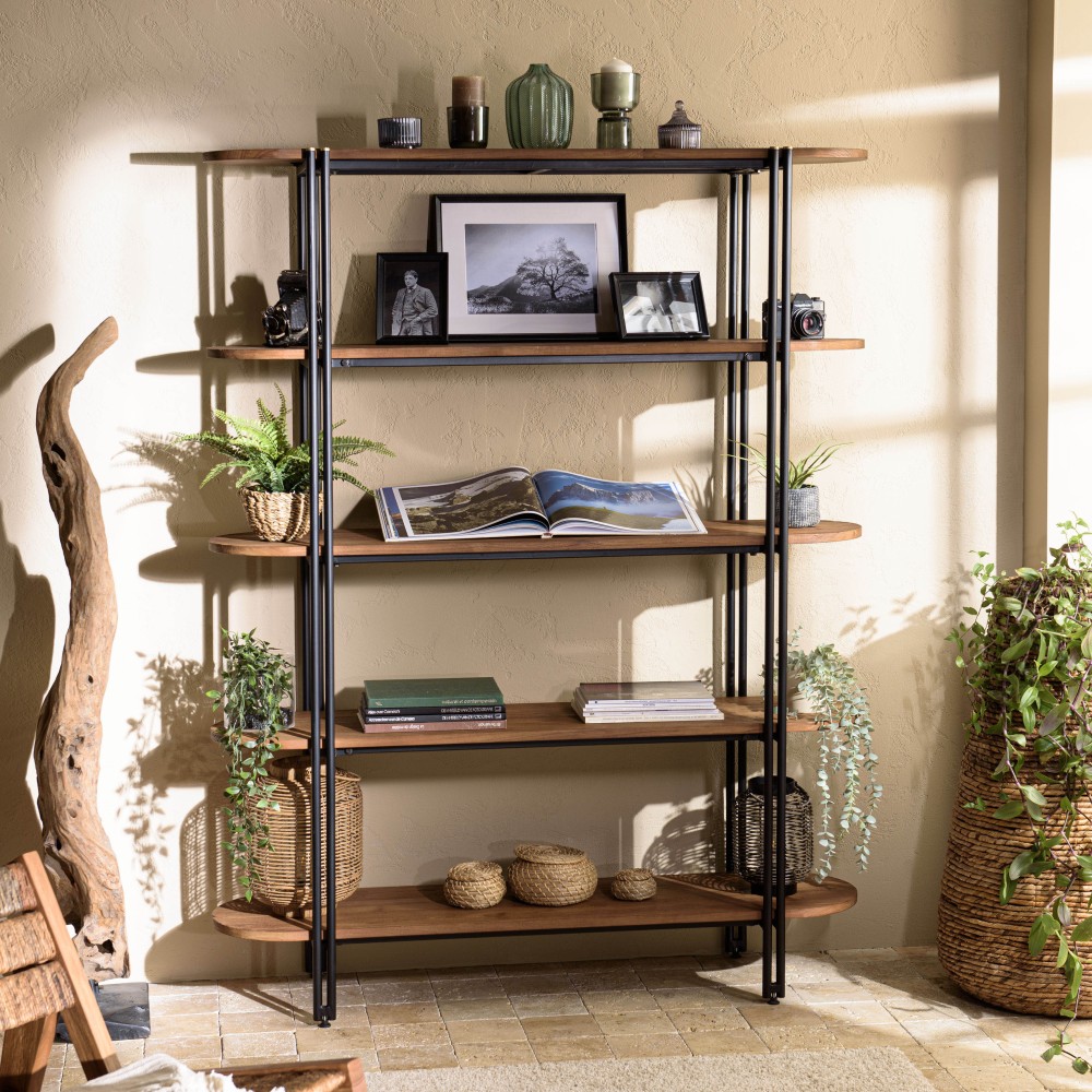 SIXTINE - 5-Shelf Open Space Shelf Unit in Recycled Teak SIXTINE - 5-Shelf Open Space Shelf Unit in Recycled Teak