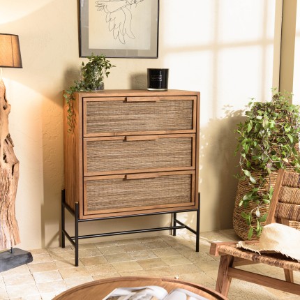 Sixtine 3-Drawer Chest in Recycled Teak Wood