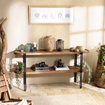 Console double plateau SIXTINE en bois de teck recyclé