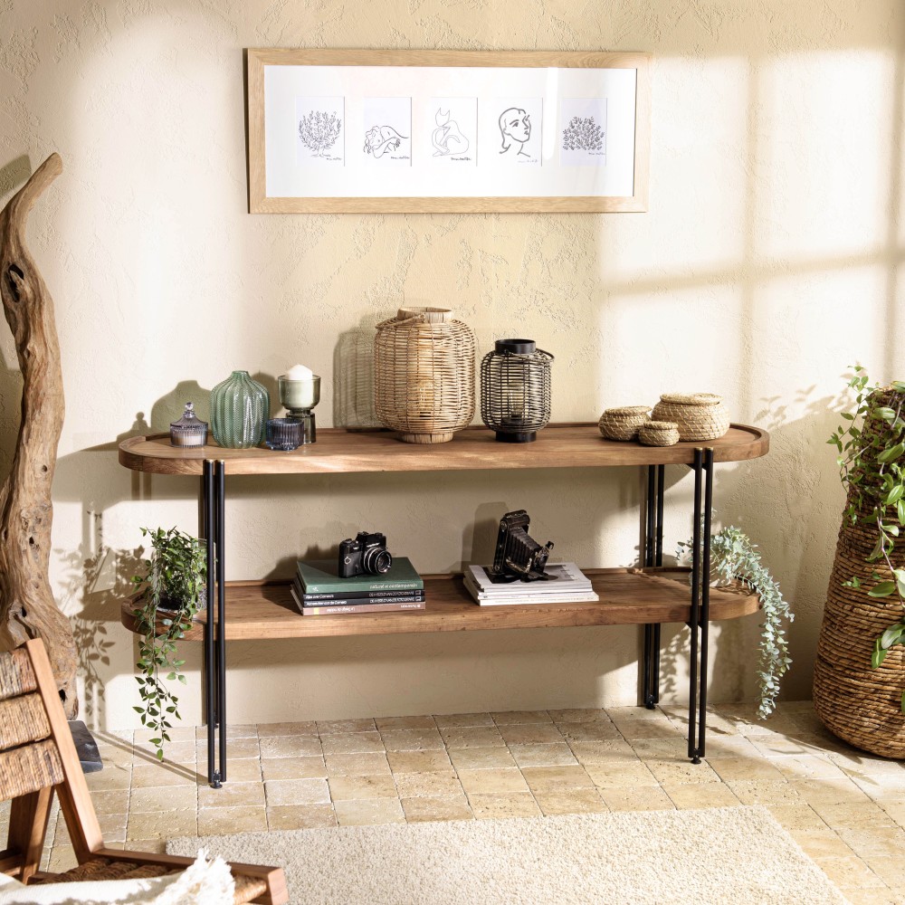 SIXTINE Double Console Table - Recycled Teak - Elegant Design SIXTINE Double Console Table - Recycled Teak - Elegant Design