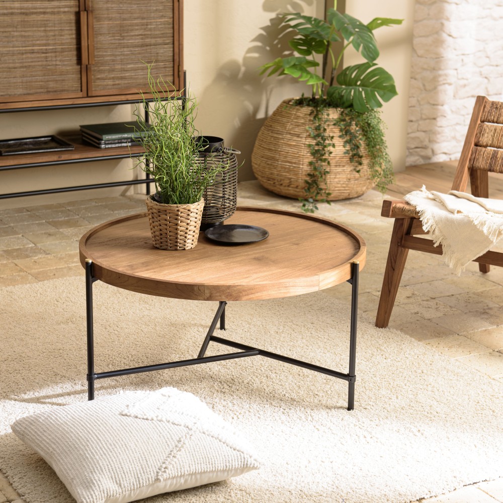 Table basse ronde SIXTINE en bois de teck recyclé Table basse ronde SIXTINE en bois de teck recyclé
