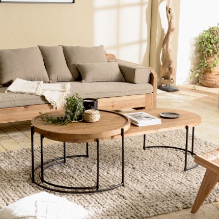 SIXTINE - Set of 2 Oval and Round Coffee Tables
