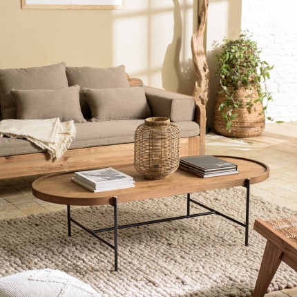 Table basse ovale SIXTINE en bois de teck recyclé