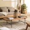 SIXTINE Oval Coffee Table 140x63cm - Recycled Teak Wood Top