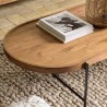 SIXTINE Oval Coffee Table 140x63cm - Recycled Teak Wood Top