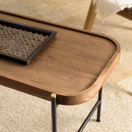 Table basse ovale SIXTINE en bois de teck recyclé